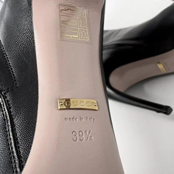 Gucci Goldie Leather Heel Ankle Boots Black Size 39.5 / 9.5 - Picture 14 of 15